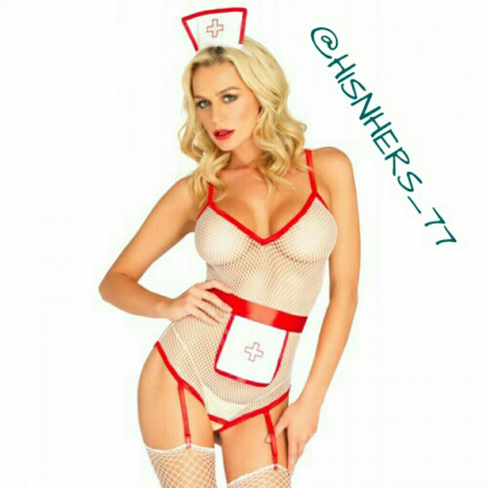 Women's 3Pc Nurse Costume Set White & Red One Size